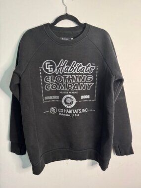 CG Habitats Logo Crew Neck Black Sweatshirt Men's Large